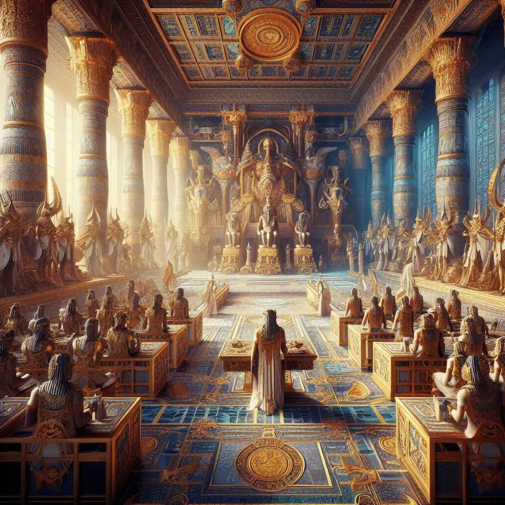 Osiris y deidades juzgan almas en el Salón del Juicio