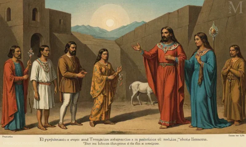 Ilustración vintage con El Asesinato y su interpretación de un regalo profético en el folclore mexicano. La leyenda dice Mitología - Historia y Leyenda.