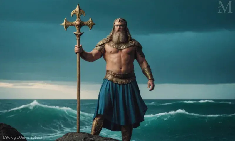 Ilustración de Aegir, un dios nórdico asociado con el mar y sus poderes.