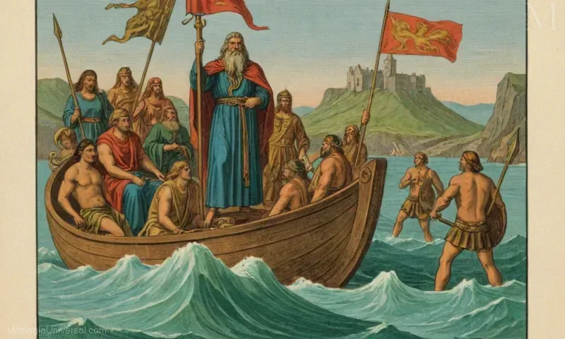Imagen vintage de Orígenes, un dios nórdico asociado con el mar y sus poderes.