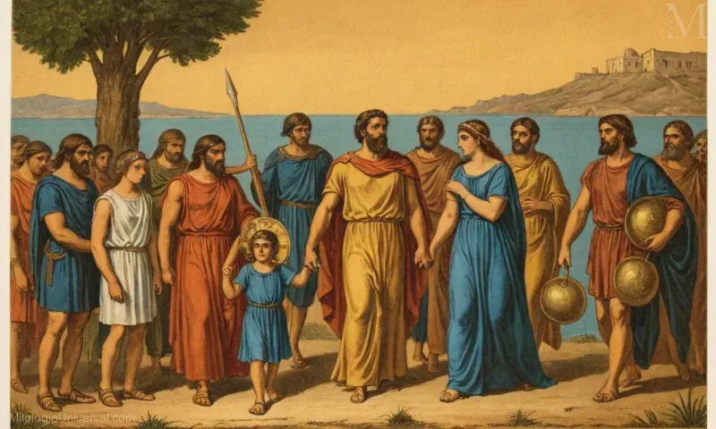 Vintage ilustración del héroe griego Amphitryon de La Honra y el Legado de Amphitryon de Anfitrión: Historia y Legado del Héroe Griego de Anfitrión.