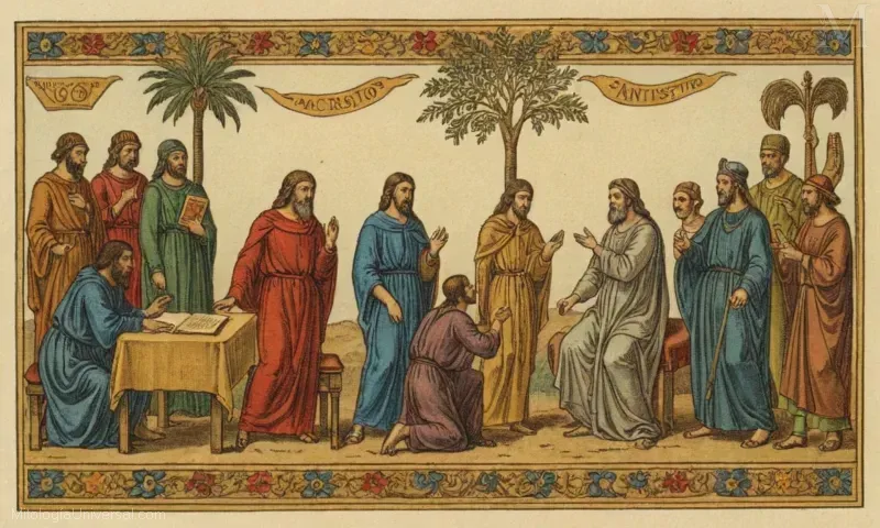 Las ilustraciones vintage que hacen referencia a la figura del Nuevo Testamento de Jesús como el Anticristo. El Anticristo se refiere a Aquel que está en contra de Cristo, significando una profecía significativa en la escatología cristiana.