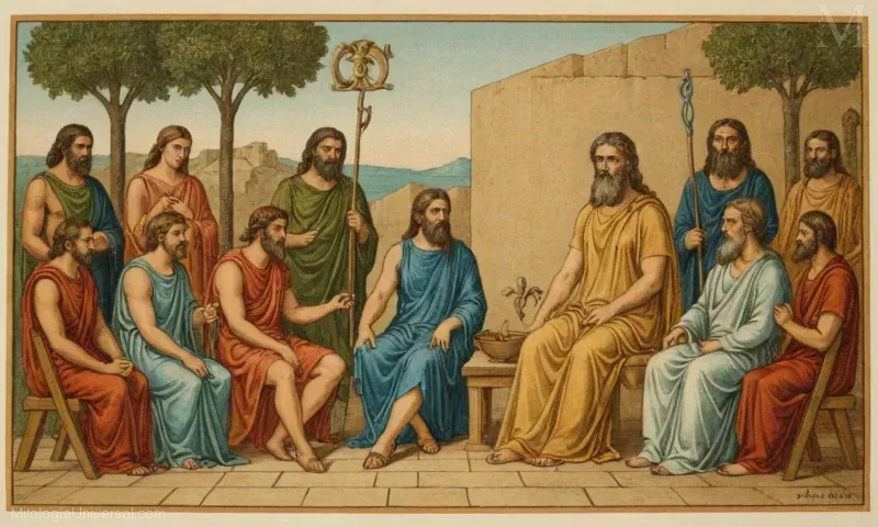 Ilustración vintage de Asclepio, el dios griego de la medicina y la curación. La Estructura de los Templos (De Asclepiades) se refiere a una antigua estructura dedicada a él en Alejandría, Egipto.