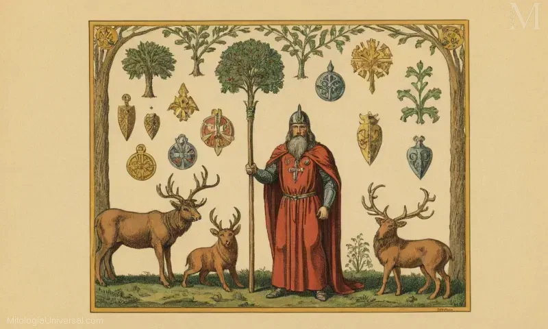 Ilustración que representa a Baldur, una deidad nórdica que simboliza el poder y la muerte con significado simbólico significativo en la mitología nórdica.