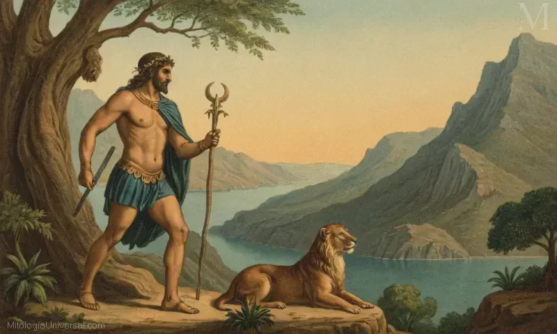 Ilustración vintage de la Deidad Pan de la naturaleza y el desierto en la mitología griega - específicamente asociada a la región de Cacerolá.