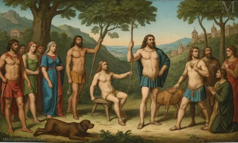 Obras de arte medieval clásicas que representan Pan como una figura humana e idealizada de la naturaleza, representando la influencia en los mitos panteón y el arte. En este caso, Pan se asocia con el mundo natural y la vida rural en la región catalana de España.