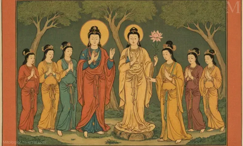 Ilustración vintage de Kannon (Guanyin)