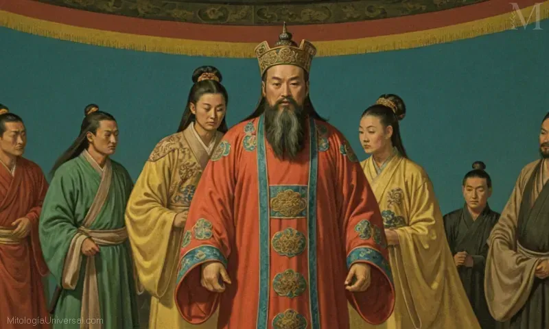 Ilustración de Cao Guojiu representando a Taoshijian (Taoísmo)