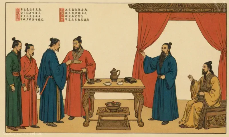 Vintage libro ilustración con el autor español Alonso Quijanos (Cao Guo) narrativa detallando la historia e influencia del Daoismo.