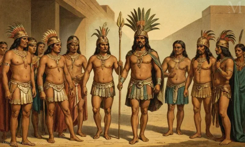 Ilustración vintage del papel de Cipactli en la sociedad azteca como dios del maíz y la fertilidad.