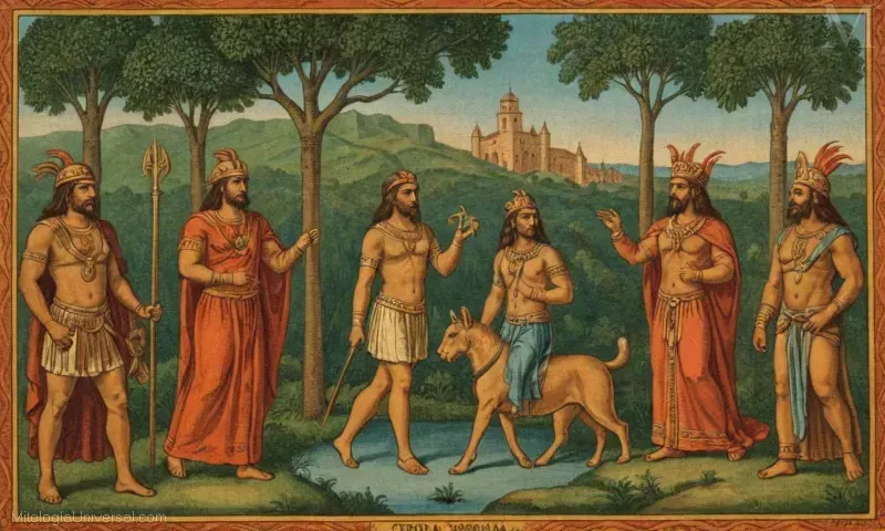 Representación gráfica Vector de Cerda Crommioniana simbolizando la vida y leyendas antiguas en la mitología latinoamericana.