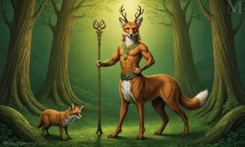 Ilustración representando a Cernunnos, la deidad simbolizada como una cornisa o zorro en el mito celta.