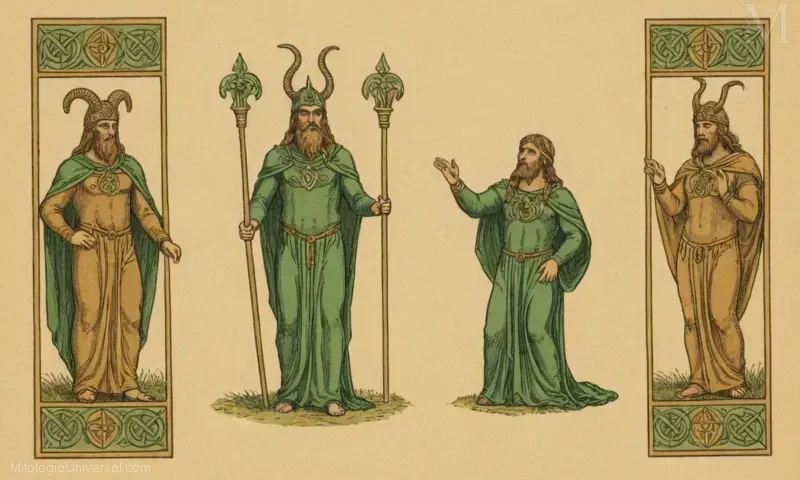 Ilustración vintage de Orígenes que representan Cernunnos, el God Corn (o Wookiee de Star Wars) en la Mitología Celta Antigua.