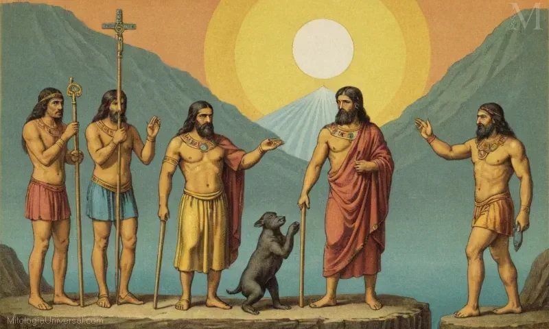 Vintage ilustración de Orígenes, la antigua fuente latina de Chaac, la deidad de la mitología maya conocida como el Dios de la lluvia y el poder.