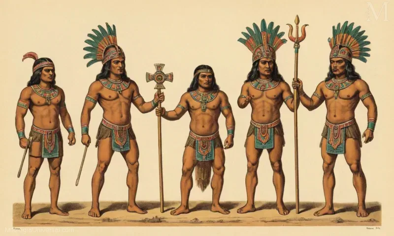 Vintage ilustración de Chaac, el dios de la lluvia y el poder en la mitología maya.
