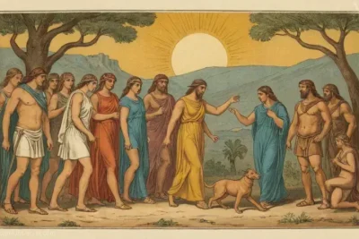 Dibujo vintage que representa a Chalkydri de la mitología griega