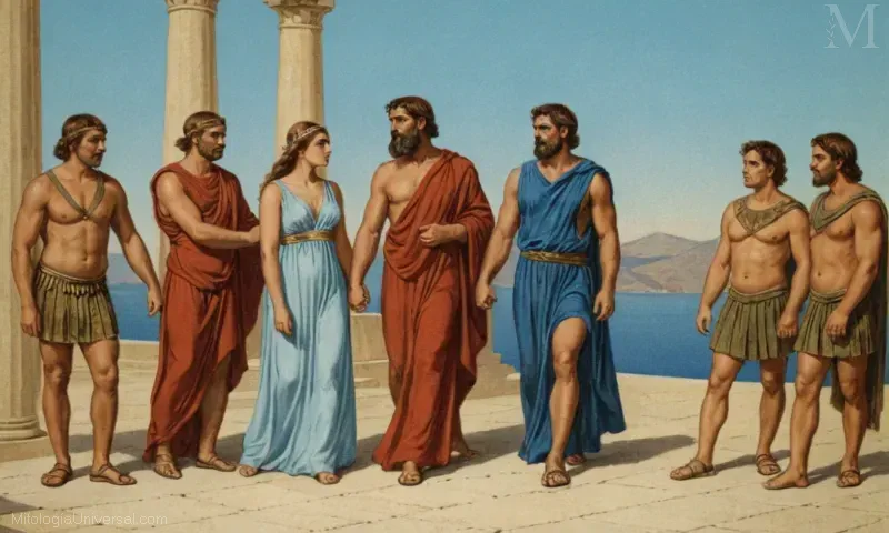 Ilustración histórica Figuras mitológicas griegas, específicamente los caritas (griegos por nombre) de los caritas – Dioses de belleza y amor.