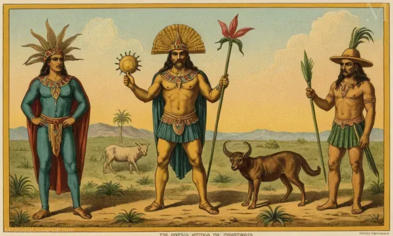 Imagen vintage de la deidad Cinteotl (Cintli) en la mitología indígena mexicana y la historia del maíz, mostrando su conexión con la agricultura.