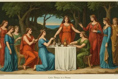 Retrato ilustrado Vintage de la famosa figura de la mitología griega y nórdica que simboliza la protección