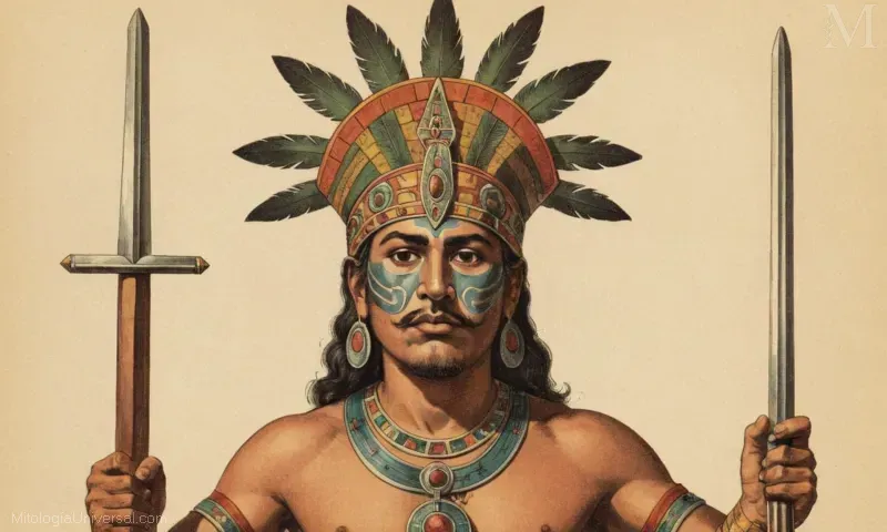 Ilustración de Citlali, una deidad azteca que combina aspectos tanto de una diosa guerrero como de un espíritu florido.