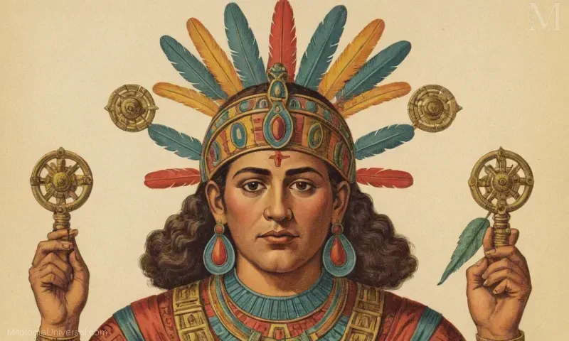 Ilustración vintage de Coatlicue, la deidad azteca famosa por la fertilidad y el sacrificio. Conclusión en español.