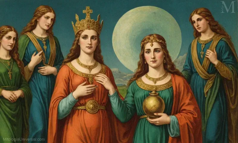 Ilustración vintage de la diosa irlandesa Danu