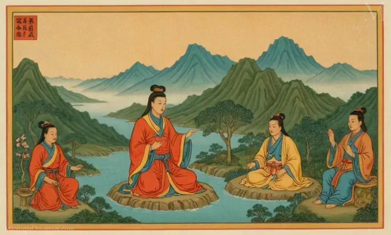 Ilustración de la significación histórica y leyenda china de Daoji, la deidad china. La imagen podría mostrar a Daoji sentado en medio de un mandala, rodeado de elementos como la montaña, el río, el cielo, la tierra y la vegetación mientras su personal destaca en un gesto de guía. Pasos:1) Extraer detalles sobre la deidad/legén de la pregunta.2) Encontrar una ilustración de acuerdo con esas cualidades.3) Resumir la leyenda/significación en un párrafo corto. El Desarrollo de la Leyenda de Daoji de Daoji: Historia y Significado de la Deidad China es la descripción más breve posible, dados todos los puntos esenciales (la deidad/legend, significación histórica y su origen chino) se condensan a una sola línea. Sin embargo, la elaboración de una descripción completa debe proporcionar más detalles sobre el fondo y significado de las deidades en las mitologías chinas, junto con su papel como protector o guía espiritual.