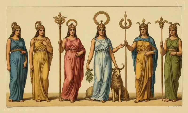Ilustración de las prácticas de culto y rituales que rodean el Diámetro de la diosa griega (Demetro en latín y asociado con trigo, fertilidad, lágrimas, vida, etc.).