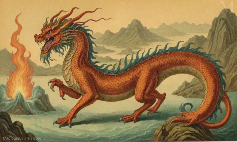 Ilustración vintage que representa a Dilong