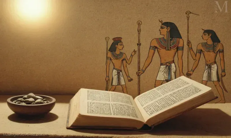 Ilustración vintage del Libro Egipcio de los Muertos y el poder diario del Sol en el antiguo Egipto.