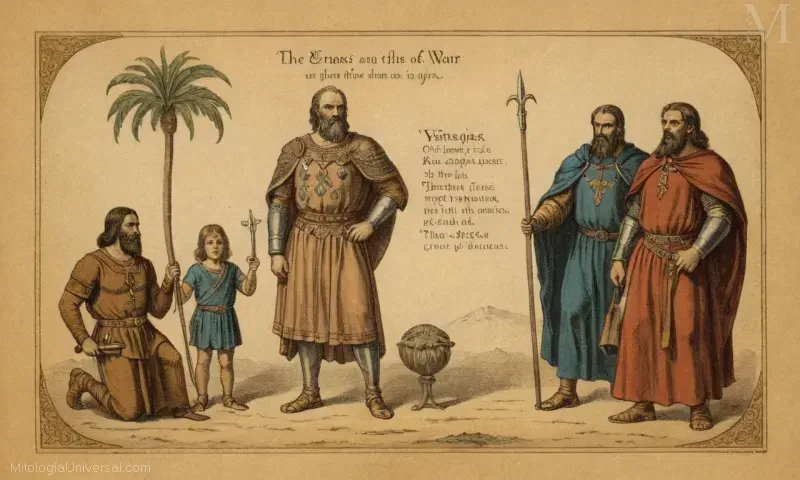 Ilustrado retrato de Vadar, la deidad de la guerra en la mitología hindú antigua y su expansión en varios países.