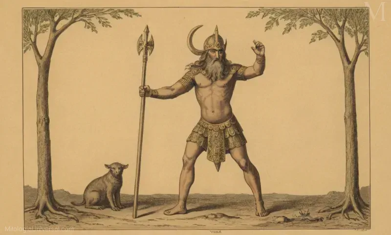 Representación vintage de Dios Vidar o Odín