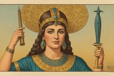 Ilustración de Diosa Basett como el protector de la antigua herencia egipcia.