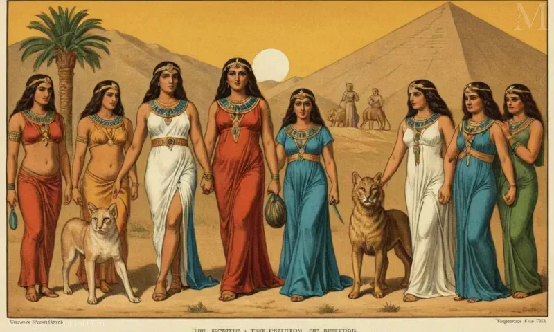 Ilustración de Diosa Hathor, una diosa egipcia asociada con la maternidad y la fertilidad.