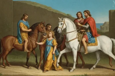 Ilustración que representa Dioscúridos (Gemelos)