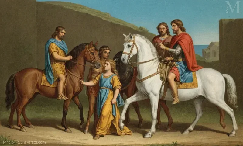 Ilustración que representa Dioscúridos (Gemelos)