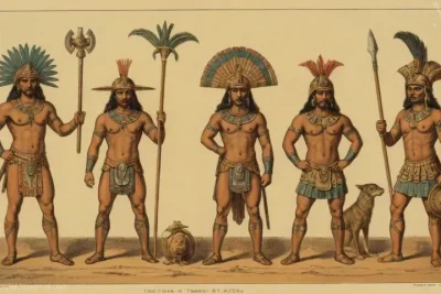 Ilustración de notables deidades de antiguas mitologías mesoamericanas