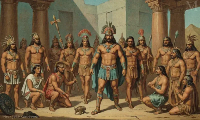La ilustración vintage muestra un panteón completo de dioses aztecas, ilustrando sus roles y significado en el mundo mitológico.