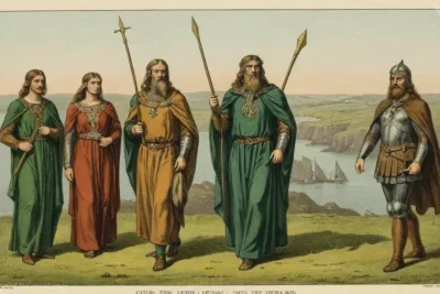Ilustración vintage de las deidades celtas y leyendas