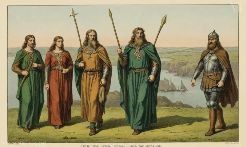 Ilustración vintage de las deidades celtas y leyendas