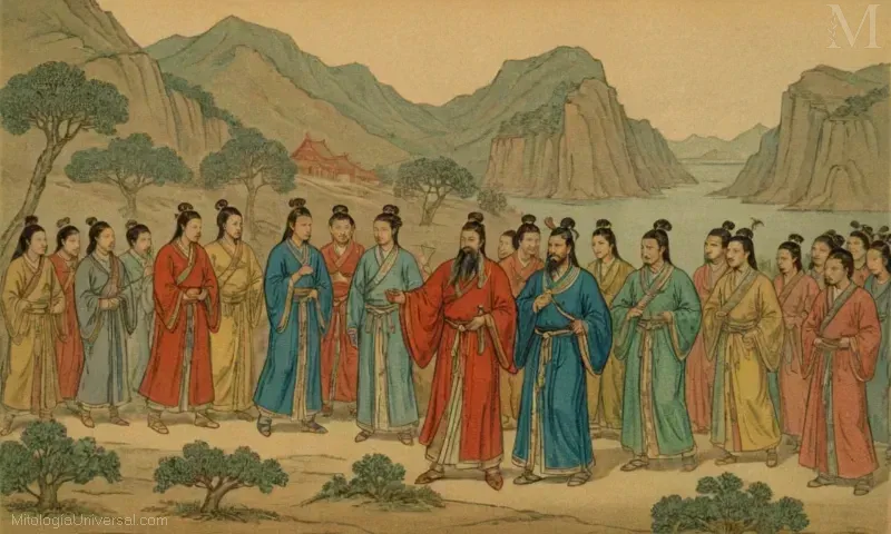 Imagen vintage de Orígenes y Raízes Ancestrales de Dioses e Inmortales Chinos: Historia y Creencia, detallando la historia y los sistemas de creencias de dioses chinos antiguos.