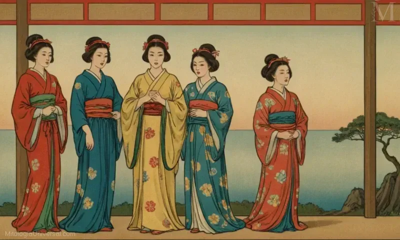 Ilustración de Diosas Japonesas (Mitología y leyendas japonesas).