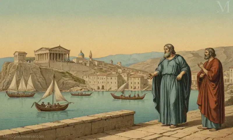 Ilustración de las ciudades representaciones artísticas y templos sagrados que representan la vida divina para sus orígenes y significado dentro de la cultura religiosa. Esto podría ser México Tenochtitlan o Ciudad de México debido a su historia como capital azteca, periodo colonial español y posteriores movimientos de independencia mexicanos.