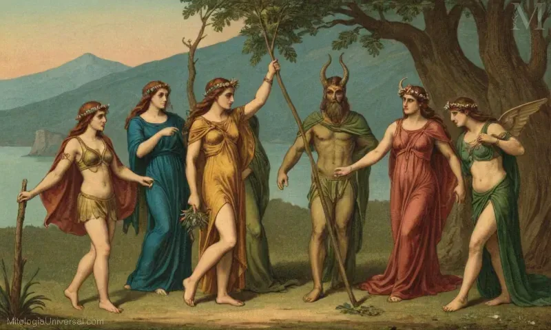 Vintage ilustraciones con Dríadas y Hamadríadas