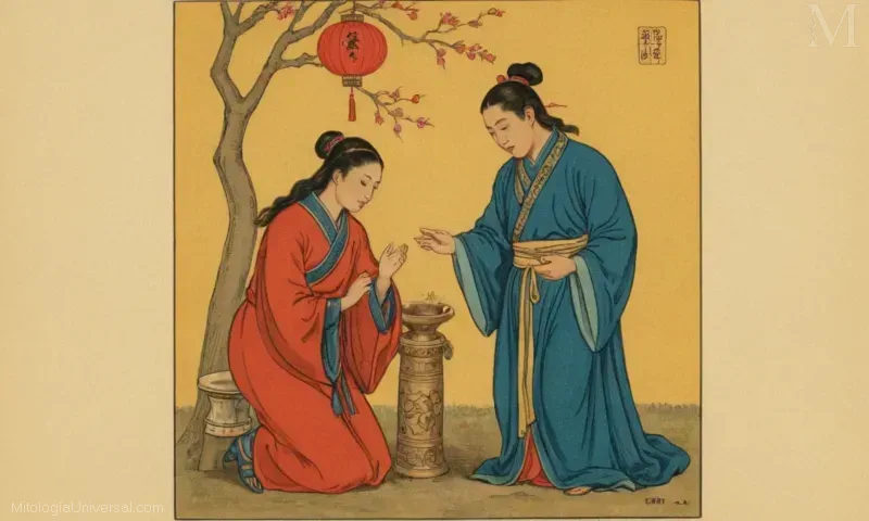 Origines y Contexto Histórico de El Pastor y La Téjedora: Amor y Leyenda China, una obra de arte que explora las conexiones culturales entre amor, tradición e historia en leyendas y cuentos chinos.
