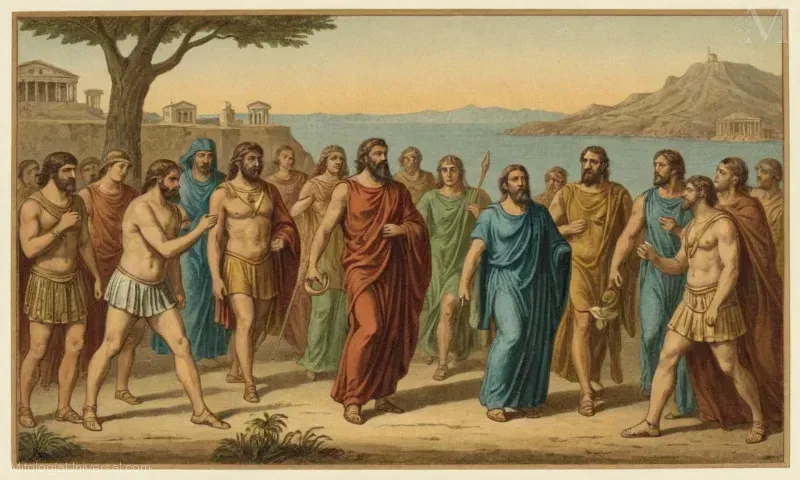 Ilustración de Io y Romes Legacy, mostrando la mitología griega antigua, con Io como protagonista. Se narra la historia de Io y Zeus de los mitos griegos.