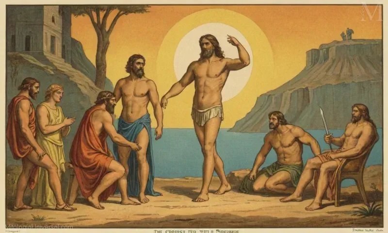 Imagen vintage de El Juego de Ingenio y la Restitución del Fuego de Epymeteo: un relato histórico y mitológico griego.