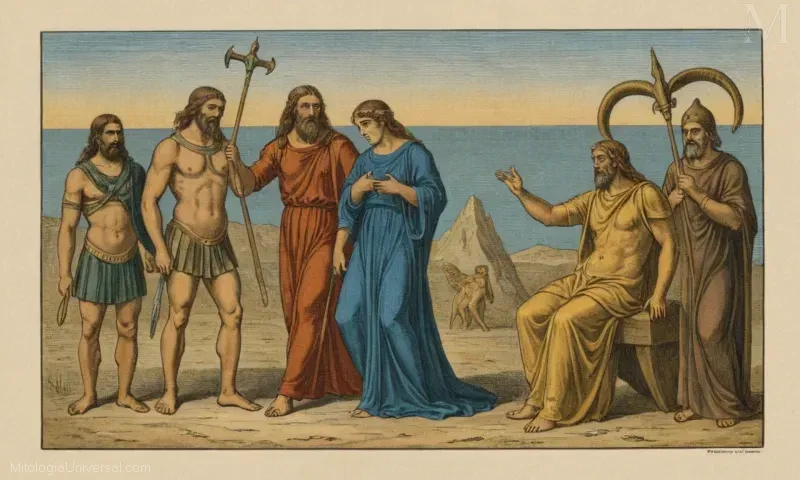 Ilustración de Eschilion, monstruo mitológico griego con atributos detallados como tamaño (puede variar), color y características únicas influenciadas por la mitología griega.