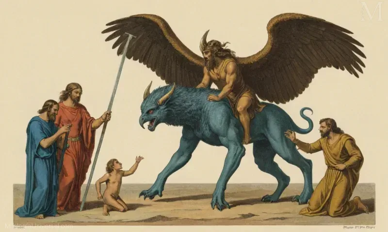 Ilustración de Scilla el monstruo griego y su conexión con la mitología en una Interpretaciones del Mito de Scilla de Eschelio.