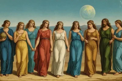 Ilustración de Eurynome en la mitología griega